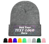 Personalised Beanie Hat, Custom Beanie with Text Logo Image, Custom Men's Skullies & Beanies, Skull Cap Winter Warm Hat for Men (UK, Alpha, One Size, Dark Gray)