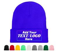 Personalised Beanie Hat, Custom Beanie with Text Logo Image, Custom Men's Skullies & Beanies, Skull Cap Winter Warm Hat for Men (UK, Alpha, One Size, Blue)