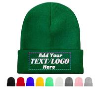 Personalised Beanie Hat, Custom Beanie with Text Logo Image, Custom Men's Skullies & Beanies, Skull Cap Winter Warm Hat for Men (UK, Alpha, One Size, Green)