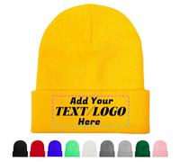 Personalised Beanie Hat, Custom Beanie with Text Logo Image, Custom Men's Skullies & Beanies, Skull Cap Winter Warm Hat for Men (UK, Alpha, One Size, Yellow)