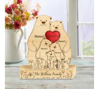 Personalised Bear Shape Wooden Puzzle Custom 2-6 Family Members' Name Wooden Puzzle Unique Mother's Day Birthday House Warming Decor Gift for Mom Dad From Daughter Son (style 4)