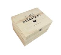 Personalised Beard Gear Pine Wooden Memory Box | Father's Day Gift | Custom Wood Keepsake Box | Add Your Own Text | Metal Hinges & Clasp | W26cm x D19cm x H15.5cm