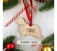 Personalised Bearded Collie Wooden Dog Decoration