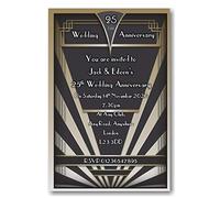 Personalised Beautiful Art Deco Wedding Anniversary Invitations/Invites Ref WA6 Complete with self Seal envelopes (50)