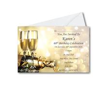 Personalised Beautiful Ladies Mens Birthday Party Invitations Invites ANY AGE Can write Guests Names On Them With Envelopes 16th 18th 21st 30th 40th 50th 60th 70th 80th Ref B74 (100 Invites)