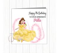 Personalised Beauty & The Beast Birthday Card Princess Belle Stars Any Name Any Age Daughter Granddaughter Goddaughter Niece Sister Friend Little Girl