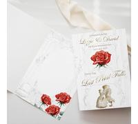 Personalised Beauty & The Beast Red Rose Wedding or Anniversary Card with quote
