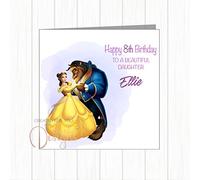 Personalised Beauty With The Beast Birthday Card Princess Belle Any Name Any Age Daughter Granddaughter Goddaughter Niece Sister Friend Little Girl