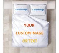 Personalised Bedding Set: Custom Duvet & Pillowcase with Your Photo/Text/Logo - Sizes for Single, Double, King, Super King - 3D Printed Decor for All Seasons, Ideal for family, couple, children
