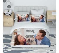 Personalised Bedding Set - Custom Photo and Text Duvet Cover & Pillowcase Set, Soft & Skin-Friendly, Size for Single, Double, King, Super King
