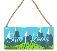 Personalised Bedroom Door Sign Plaque - Handcrafted Animal Wall Art for Bedroom & Living Room Decor - Ideal for Christmas Wall Art Gifts, (Mdf Wood Indoor Use Only 19cm x 9cm, Mountains Themed)