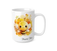 Personalised Bee Mug with Name, Cute Honey Bee Design Custom Mug, Gift for Her, Birthday Gift, Girlfriend, Wife, Bumblebee Lovers, 11oz Ceramic Coffee Cup (White 15oz, Mug)