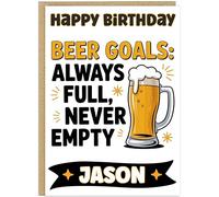 Personalised Beer Birthday Cards for Men Dad Brother Grandad - Custom Own Name Funny Designs Beer & Chill Adulting is Hard Calling Cheers A5 Happy Birthday Cards (Beer Goals)
