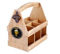 Personalised Beer Crate for Men, Custom Name & Age, Birthday, Rustic, Wooden Caddy, 6 Bottle Holder with Bottle Opener, Beer Carrier
