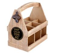 Personalised Beer Crate for Men, Custom Name & Age, Birthday, Rustic Wooden Storage, 6 Bottle Holder with Bottle Opener, Beer Hamper