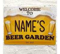 Personalised Beer Garden Sign - 3D Effect Printed Metal Sign Wall Art A4 Garden Add Name