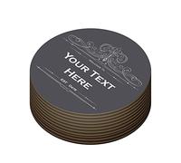 Personalised Beer Mats Pack of 24 - Absorbent Recyclable Round Cardboard Drink Mat Coasters - Accessories for Home Bars Pubs - CO-CARD-DI016-GRAY-R-24 - ADD YOUR TEXT