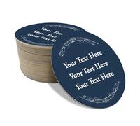 Personalised Beer Mats Pack of 48 - Absorbent Recyclable Round Cardboard Drink Mat Coasters - Accessories for Home Bars Pubs - CO-CARD-DI017-BLUE-R-48 - ADD YOUR TEXT