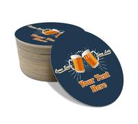 Personalised Beer Mats Pack of 48 - Absorbent Recyclable Round Cardboard Drink Mat Coasters - Accessories for Home Bars Pubs - CO-CARD-DI046-BLUE-R-48 - ADD YOUR TEXT