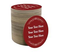 Personalised Beer Mats Pack of 96 - Absorbent Recyclable Round Cardboard Drink Mat Coasters - Accessories for Home Bars Pubs - CO-CARD-DI017-RUBY-R-96 - ADD YOUR TEXT