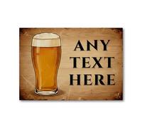 Personalised Beer Pub Plaque Aluminium Metal Sign Rustic Pint Design for Home Bar Man Cave