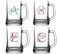 Personalised Beer Tankard Pint Glass Stein Mug Initial and Name Custom Birthday Christmas Gifts for Her Him Girl Boy Women Men Bestie 18th 21st 30th 40th 50th 60th 70th Party Present Secret Santa