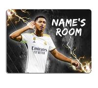 Personalised Bellingham Bedroom Door Sign Football Legend Room Name Plaque Children's Boys Madrid Football Player Kids Birthday Gift NLD45