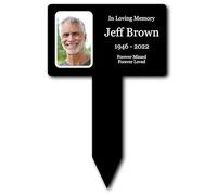 Personalised Bereavement Gifts. Large Black and White Memorial Plaque With Photo, Gardens Ground Stake Or Grave Ornaments - Acrylic, Waterproof and Hard Wearing.