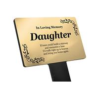Personalised Bereavement Gifts. Memorial Plaques With Custom Text, Gardens Ground Stake Or Grave Ornaments - Acrylic, Waterproof and Hard Wearing. Shipped Globally. (Gold Daughter)