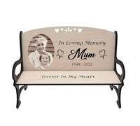 Personalised Bereavement Memorial Photo Bench - Custom Name & Photo - MDF Construction - Easy Assembly - Keepsake Tribute (Mdf Wood 18cm x 12cm x 8cm, BEIGE)
