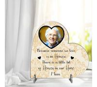 Personalised Bereavement Photo Plaque, Custom Memorial, Available in MDF or Acrylic, Heartfelt Heaven Quote, (Acrylic 13.5cm x 13.5cm, Gold)