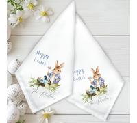 Personalised Bespoke Custom Name Easter Blue Jacket Rabbit Bunny Large Printed Cloth Napkins Napkin Fabric Design Quality Table Wear Decorative Family Dining Keepsake Gift Kitchen Accessories Egg (1)