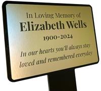 Personalised Bespoke Memorial Plaque with Stake - We will design your perfect plaque - Garden or Grave Ornament - Outdoor use (Gold)