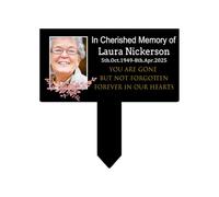 Personalised Bespoke Metal Memorial Plaque With Stake, Custom Photo Memory Headstones Stick Marker With Text Message Image for Garden Graves，Bereavement Sympathy Remembrance Gifts (Style 07)