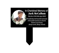 Personalised Bespoke Metal Memorial Plaque With Stake, Custom Photo Memory Headstones Stick Marker With Text Message Image for Garden Graves，Bereavement Sympathy Remembrance Gifts (Style 05)