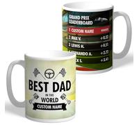 Personalised Best Dad in The World Grand Prix 11oz Ceramic Mug for Motor Sport Fans Christmas Birthday Gift
