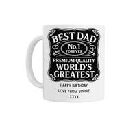 Personalised Best Dad Mug, No.1 Forever Design, 40th 50th 60th 70th Birthday Gift, Father's Day, Christmas, Gift for Dad, Ceramic
