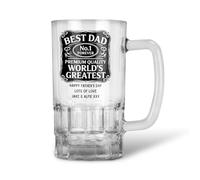 Personalised Best Dad No1 Pint Glass Beer Tankard Mug, Gift for Dad, Birthday, Christmas, Father's Day, Dishwasher Safe