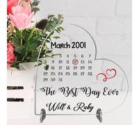 Personalised Best Day Ever Heart Plaque - Custom Date and Names | Gift For Wedding or Anniversary (Acrylic Indoor & Outdoor Use, Small 8.5cm x 8.5cm)