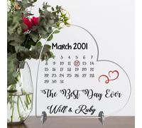 Personalised Best Day Ever Heart Plaque - Custom Date and Names | Gift For Wedding or Anniversary (Acrylic Indoor & Outdoor Use, Large 18.5cm x 19cm)