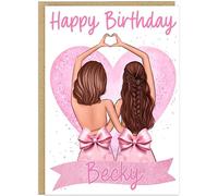 Personalised Best Friend Birthday Cards - Custom Name 9 Hair Colour Designs Blonde Brunette Black - To My Bestie Happy Birthday Greeting Cards Size A5 (Brunette)