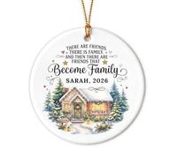 Personalised Best Friend Christmas Ornament, Ceramic Bauble with Their Name, Bestie Keepsake, Secret Santa, 7.3cm - Friends Are Family