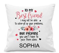 Personalised Best Friend Cushion Cover 40 x 40 cm, Custom Two Names Friendship Pillowcase with Zip, Birthday for Her, Cover Only