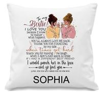Personalised Best Friend Cushion Cover Gift, Custom Name Pillow for Bestie-Personalised BFF Cushion Cover - Thoughtful Gift for Long-Distance Friends