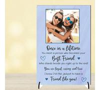 Personalised Best Friend Freestanding Table Photo Plaque for Friends - Once in a Lifetime Quote Design with Photo for Friendship Desk or Shelf Keepsake Gifts (Lilac, MDF Wood - A4-30cm x 21cm)