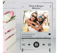 Personalised Best Friend Photo Music Plaque - Custom A5 A4 Acrylic or MDF Wood Bestie Sign - Add Song, Artist, Names & Picture - Music Style Keepsake Gift (Acrylic, A5-21cm x 15cm, Unframed)