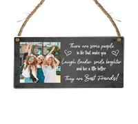 Personalised "Best Friends Make Life Brighter" Plaque with Custom Photo | MDF or Acrylic Hanging Sign for Friendship Gifts | Heartfelt Keepsake for Besties (Black, Acrylic Indoor & Outdoor Use)