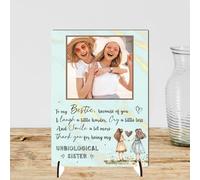 Personalised Bestie Friendship Plaque - Celebrate Your Unbiological Sister with a Customised Plaque | Heartfelt Quote for Best Friend (Mint & Gold Marble Effect, Mdf Wood A5 21cm x 15cm)