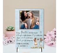 Personalised Bestie Friendship Plaque - Celebrate Your Unbiological Sister with a Customised Plaque | Heartfelt Quote for Best Friend (Blue, Mdf Wood A4 30cm x 21cm)