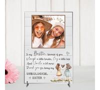 Personalised Bestie Friendship Plaque - Celebrate Your Unbiological Sister with a Customised Plaque | Heartfelt Quote for Best Friend (White Wood Effect, Acrylic A5 21cm x 15cm)